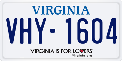 VA license plate VHY1604