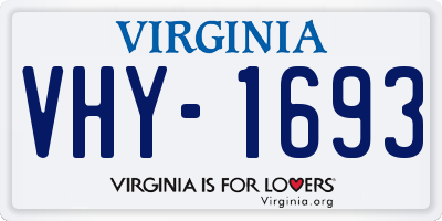 VA license plate VHY1693