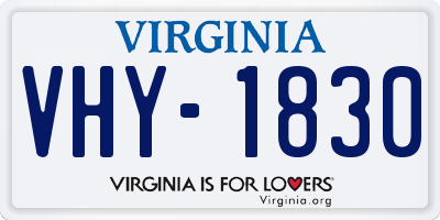 VA license plate VHY1830