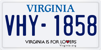 VA license plate VHY1858