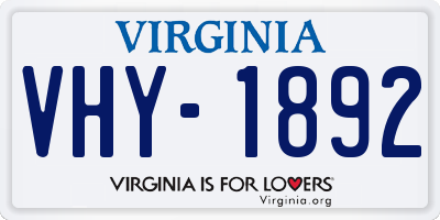 VA license plate VHY1892