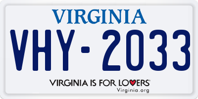 VA license plate VHY2033