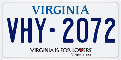 VA license plate VHY2072