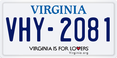 VA license plate VHY2081