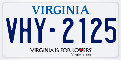 VA license plate VHY2125