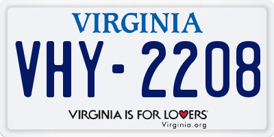 VA license plate VHY2208