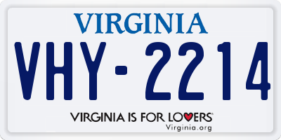 VA license plate VHY2214