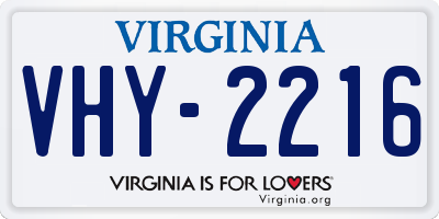 VA license plate VHY2216