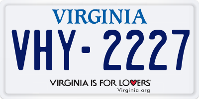 VA license plate VHY2227