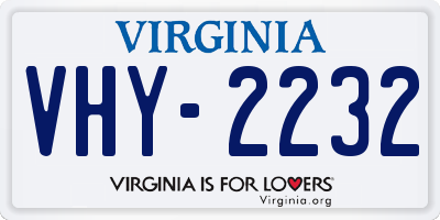 VA license plate VHY2232