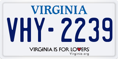 VA license plate VHY2239