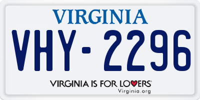 VA license plate VHY2296