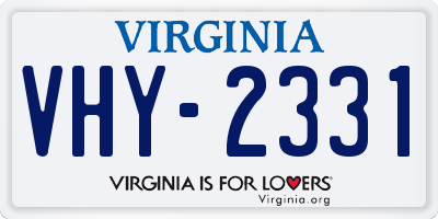 VA license plate VHY2331