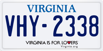 VA license plate VHY2338