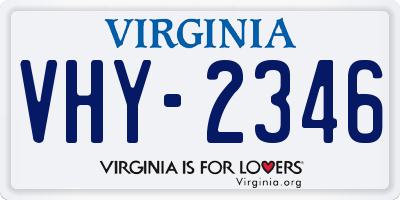 VA license plate VHY2346