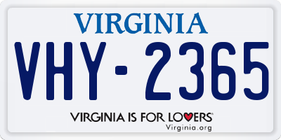 VA license plate VHY2365