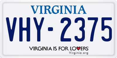 VA license plate VHY2375