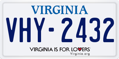 VA license plate VHY2432