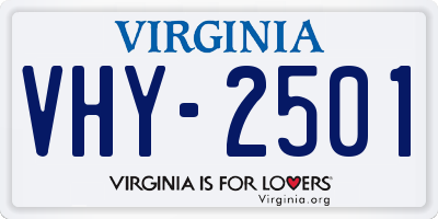 VA license plate VHY2501