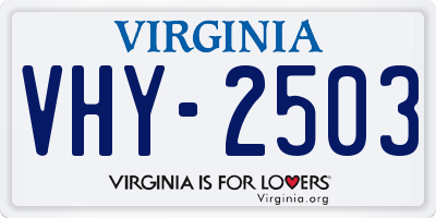 VA license plate VHY2503