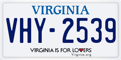 VA license plate VHY2539