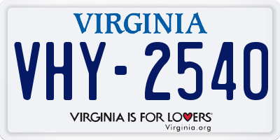 VA license plate VHY2540