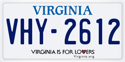 VA license plate VHY2612