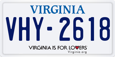 VA license plate VHY2618