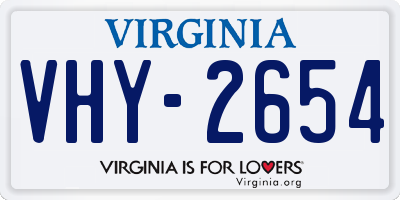 VA license plate VHY2654