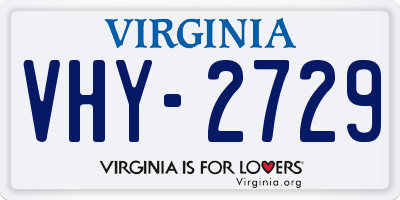 VA license plate VHY2729