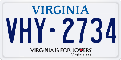 VA license plate VHY2734