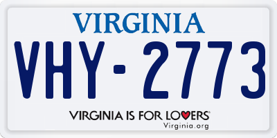 VA license plate VHY2773