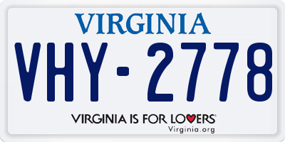 VA license plate VHY2778