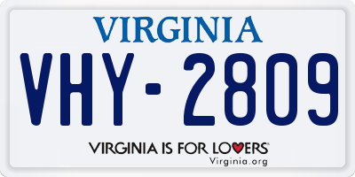 VA license plate VHY2809
