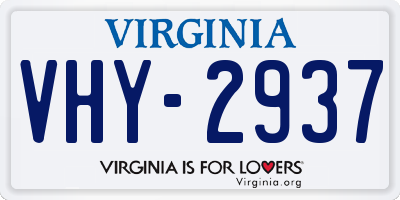VA license plate VHY2937