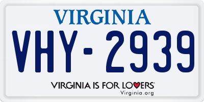 VA license plate VHY2939