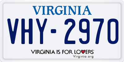 VA license plate VHY2970