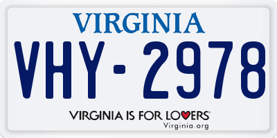 VA license plate VHY2978