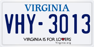 VA license plate VHY3013