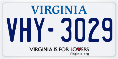 VA license plate VHY3029