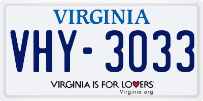 VA license plate VHY3033