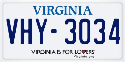 VA license plate VHY3034