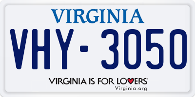 VA license plate VHY3050