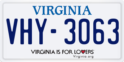 VA license plate VHY3063