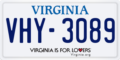 VA license plate VHY3089