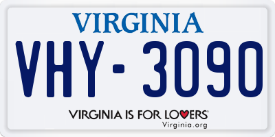 VA license plate VHY3090