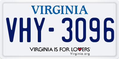 VA license plate VHY3096