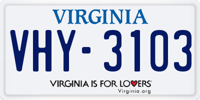 VA license plate VHY3103