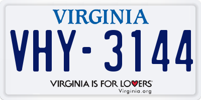 VA license plate VHY3144