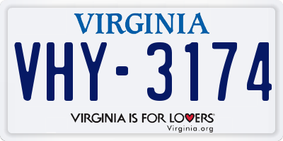 VA license plate VHY3174